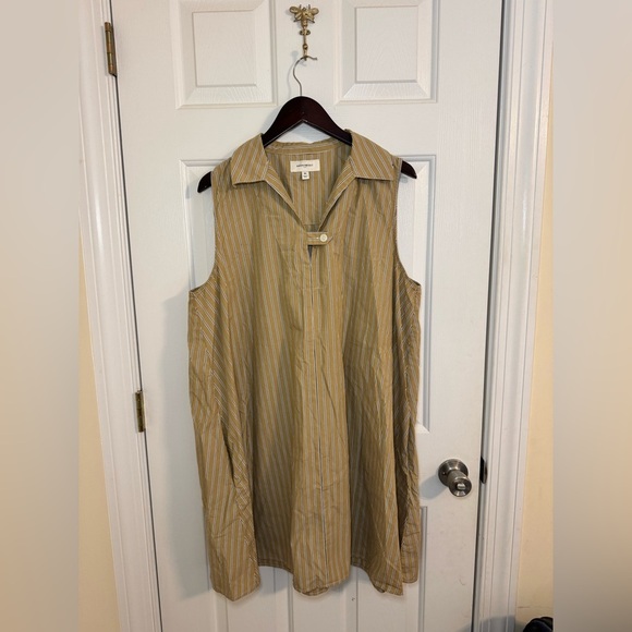 Banana Republic Hailey Dress Size XL Striped Tan Sleeveless - Picture 1 of 5